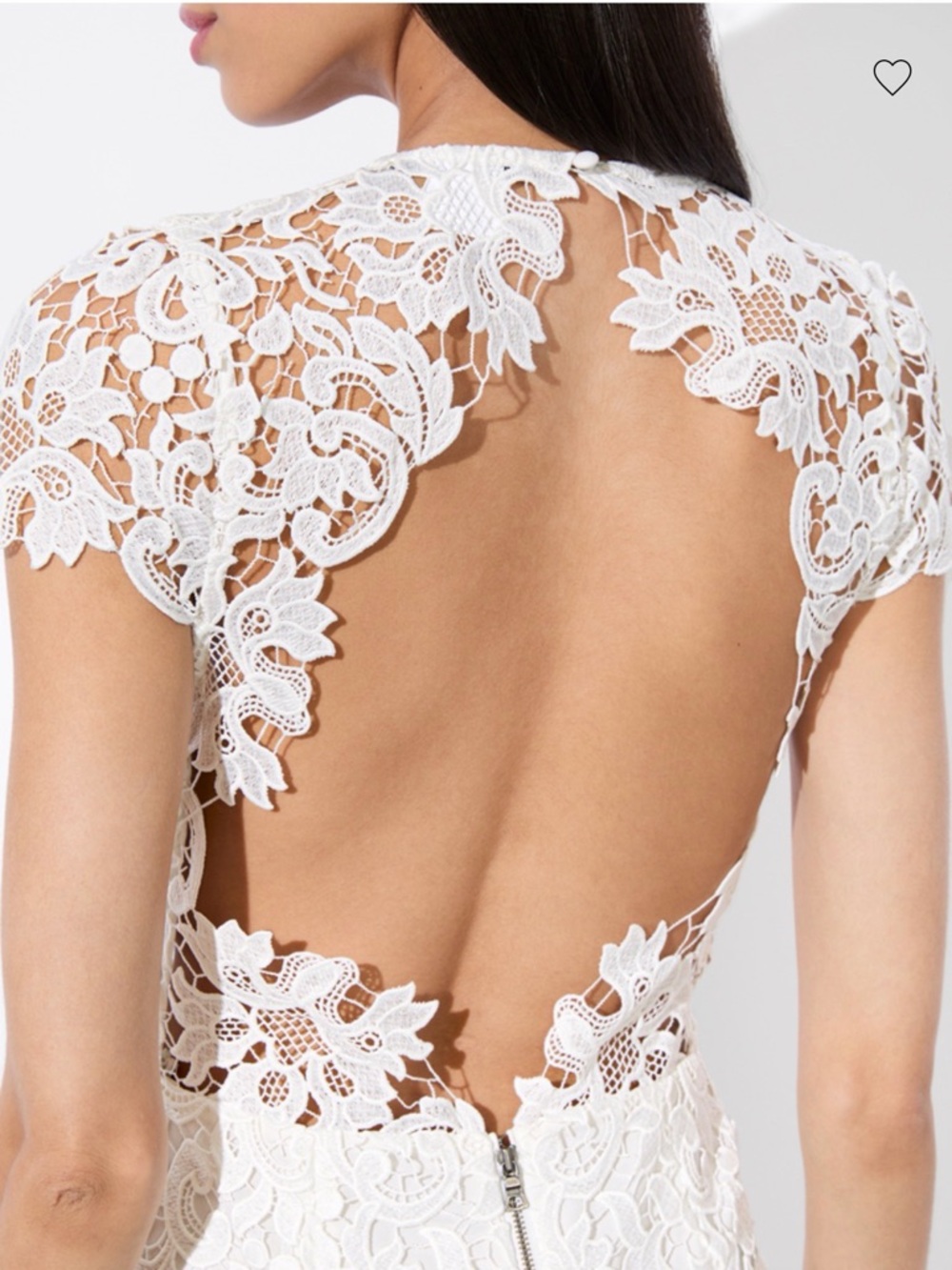 Alice + Olivia White Lace Midi Dress with Scalloped Hem, open back - Picture 3 of 6